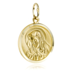 Złoty medalik okrągły z Matką Boską w Chuście próby 585